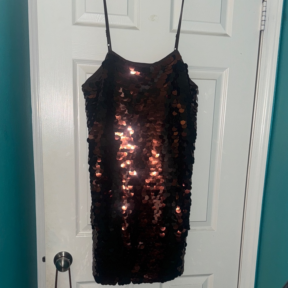 a new day Dark Brown mini sequin dress